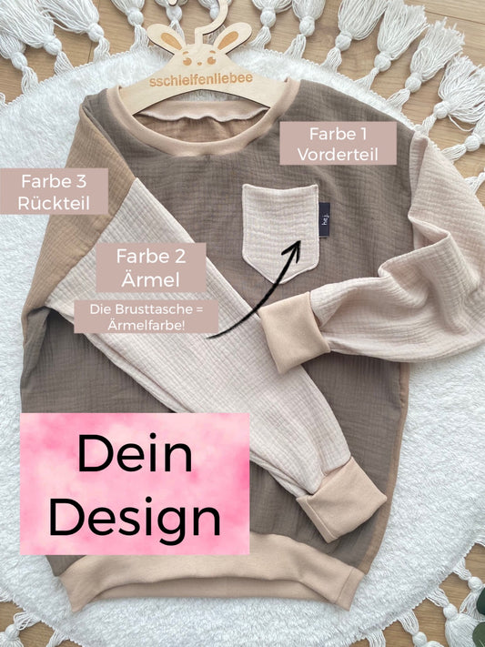 Dein Design | Oversized Sweater | Musselin | Color Blocking
