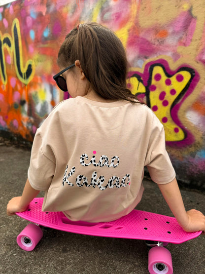 Oversized Shirt Leo Herz Spruch „Ciao Kakao“ – Loose Fit Mädchen T-Shirt