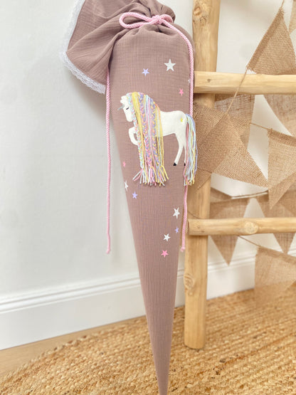 Musselin Schultüte Einhorn 70 cm | Kissen Inlett