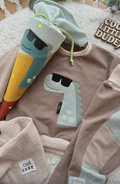 Geschwistertüte Einschulung | Kitatüte | Weiterführende Schule | 35 cm | Dino