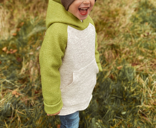 Dein Design | Wollwalk Raglan Hoodie | Retro | 100% Schurwolle Schafwolle