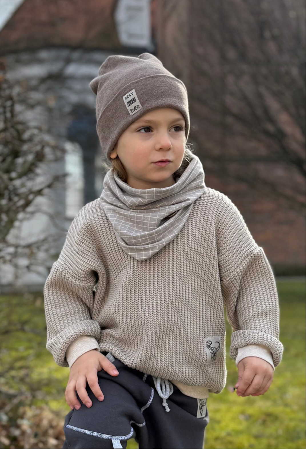 Dein Design | Hipster Beanie |  Used-Look & Leder Label | Dreieckloop | Melierte Farben