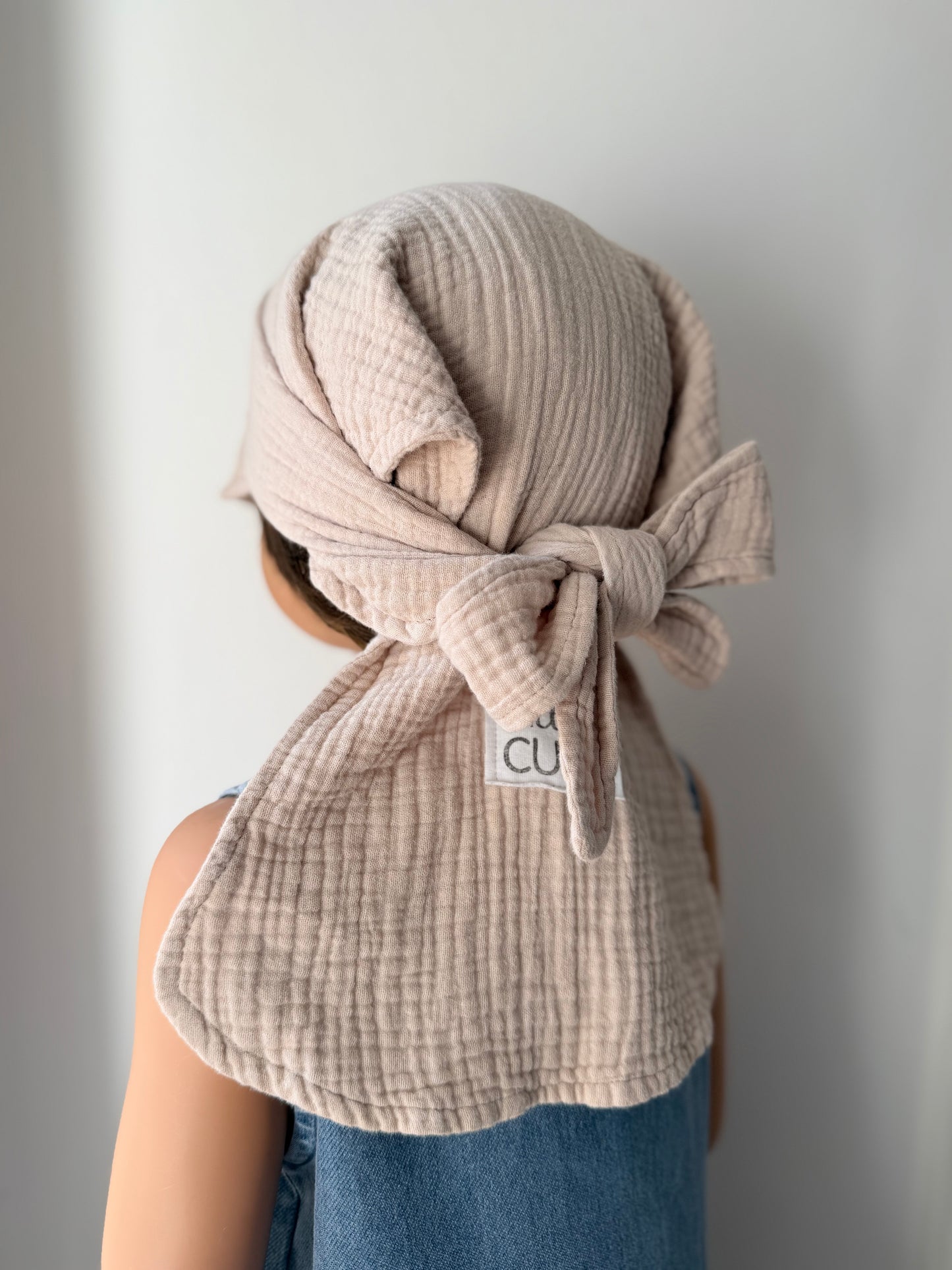 Musselin Bandana Kopftuch für Baby & Kinder | Sonnenschutz | Sonnenhut XL Nackenschutz