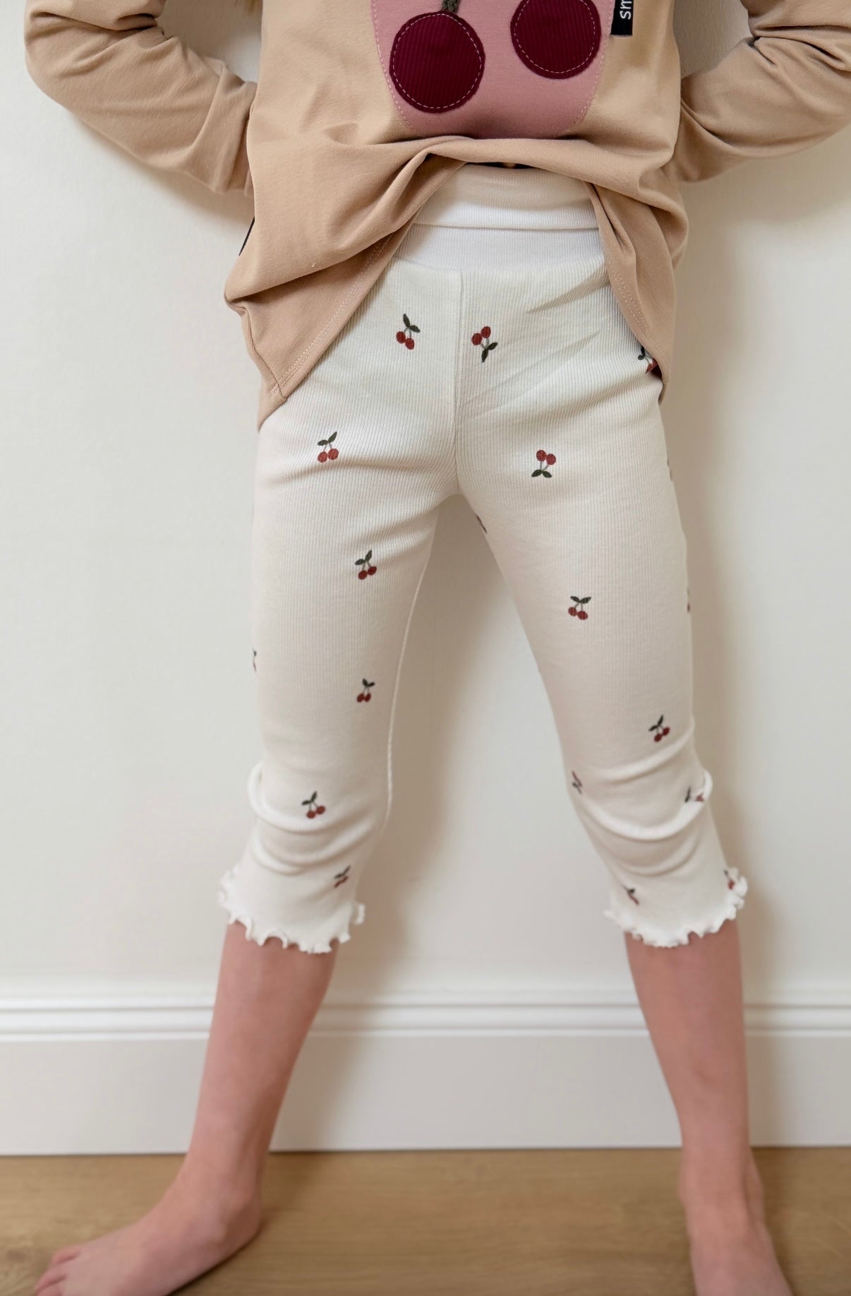 Skinny Fit 3/4 länge mit Rollsaum | Baumwollripp | Kirsche |