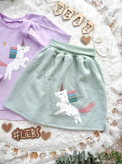 Handmade Rock | Musselinrock Mädchen | Einhorn