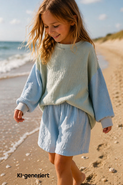 Musselin Oversized Sweater | leichter Pullover für Mädchen und Jungen, individuelle Farbwahl