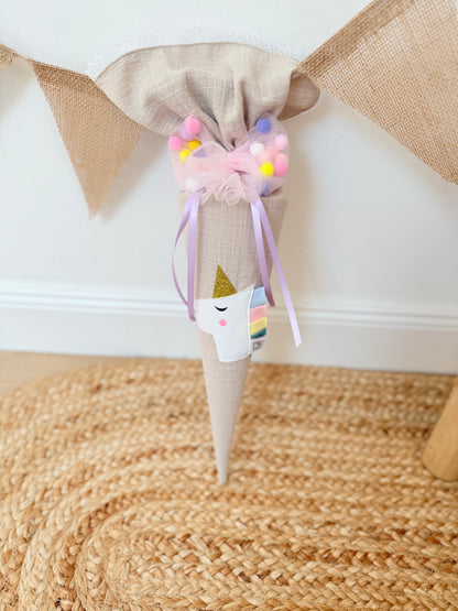 Pompom Schleife für Geschwistertüten 35 cm