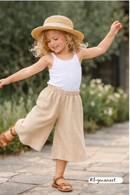 Kinderhose Culotte 7/8 – Weite Sommerhose aus Musselin