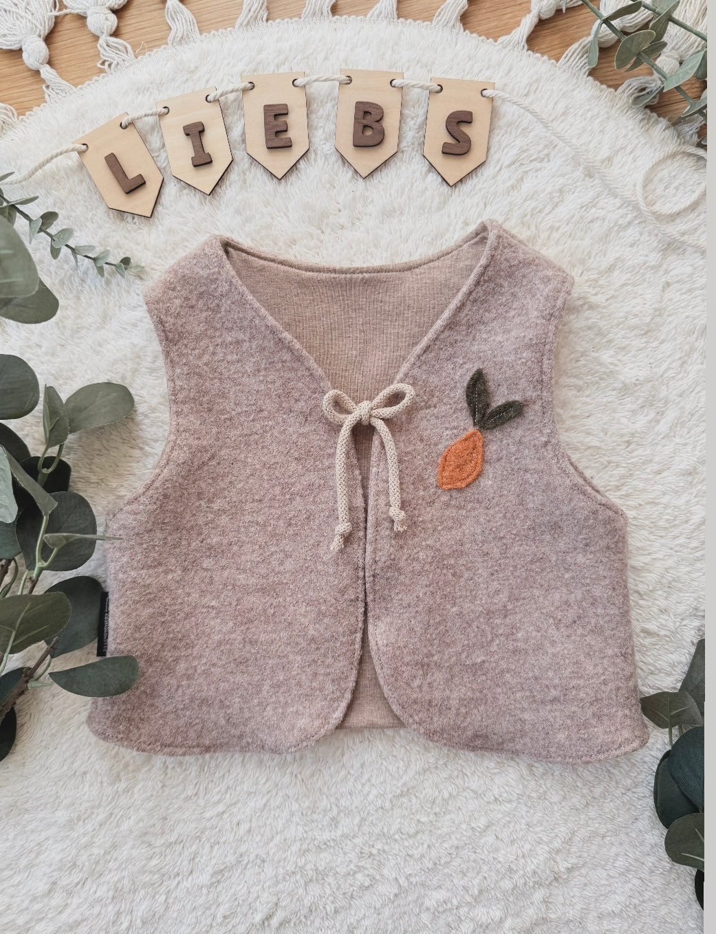 Handmade Wollwalk Weste für Kinder | Walkweste | Zitrone