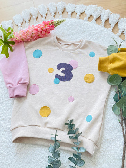 Geburtstagspullover | Konfetti | Oversized Sweater | Color-Blocking