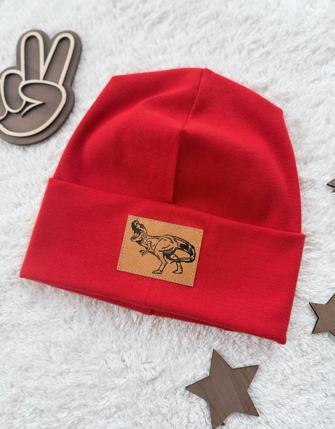 Dein Design | Hipster Beanie | Dino Label | Dreieckloop | Melierte Farben