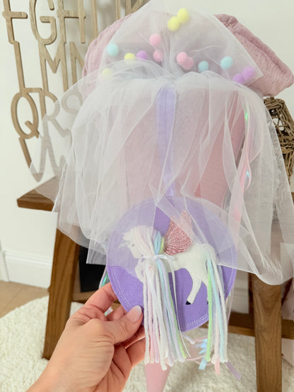 XL Schultüten Accessoires Pompon-Tüllschleife inklusive Anhänger Pegasus