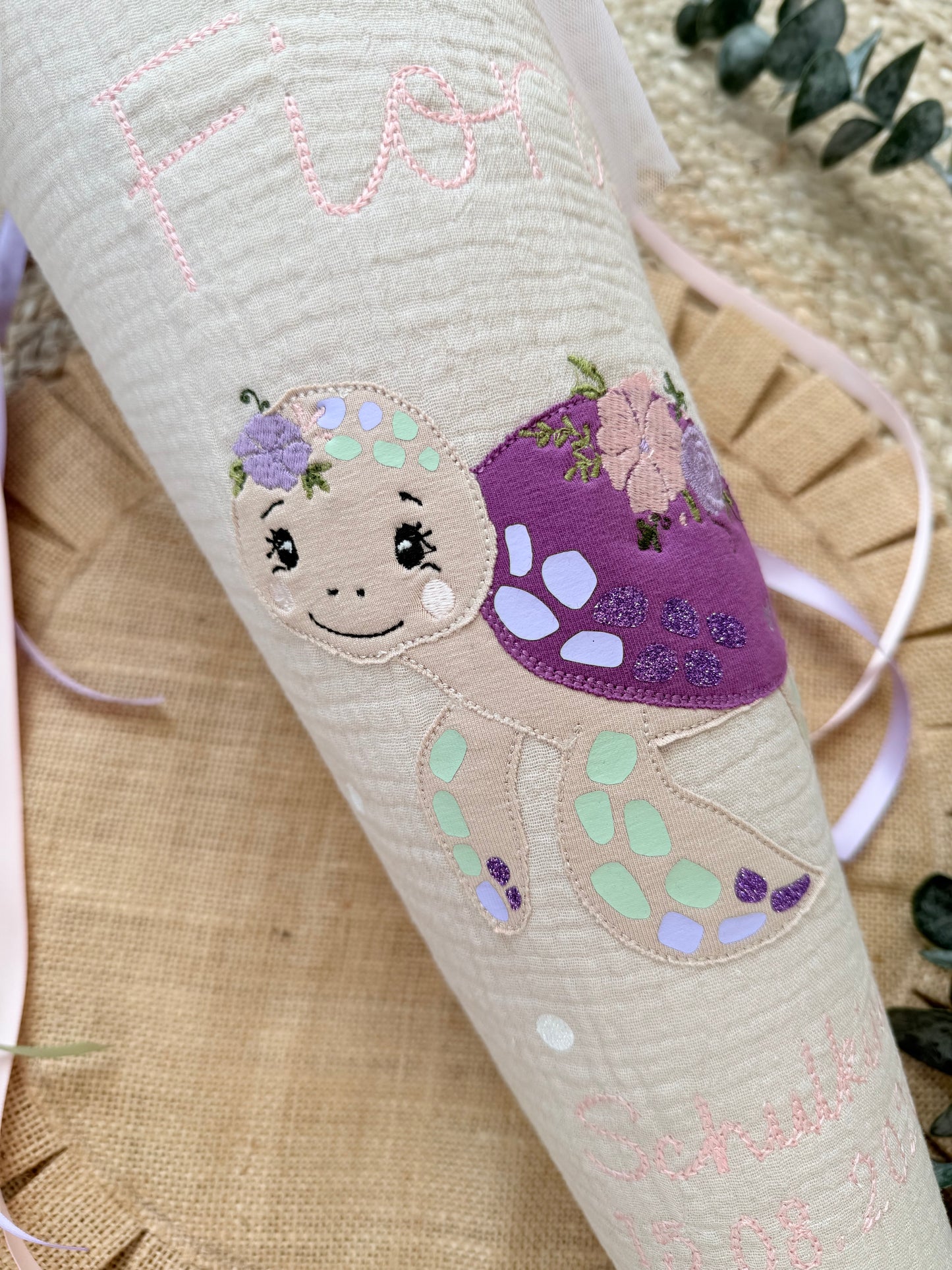 Musselin Schultüte 70 cm | Schildkröte | Meeresschildkröte | Kissen Inlett