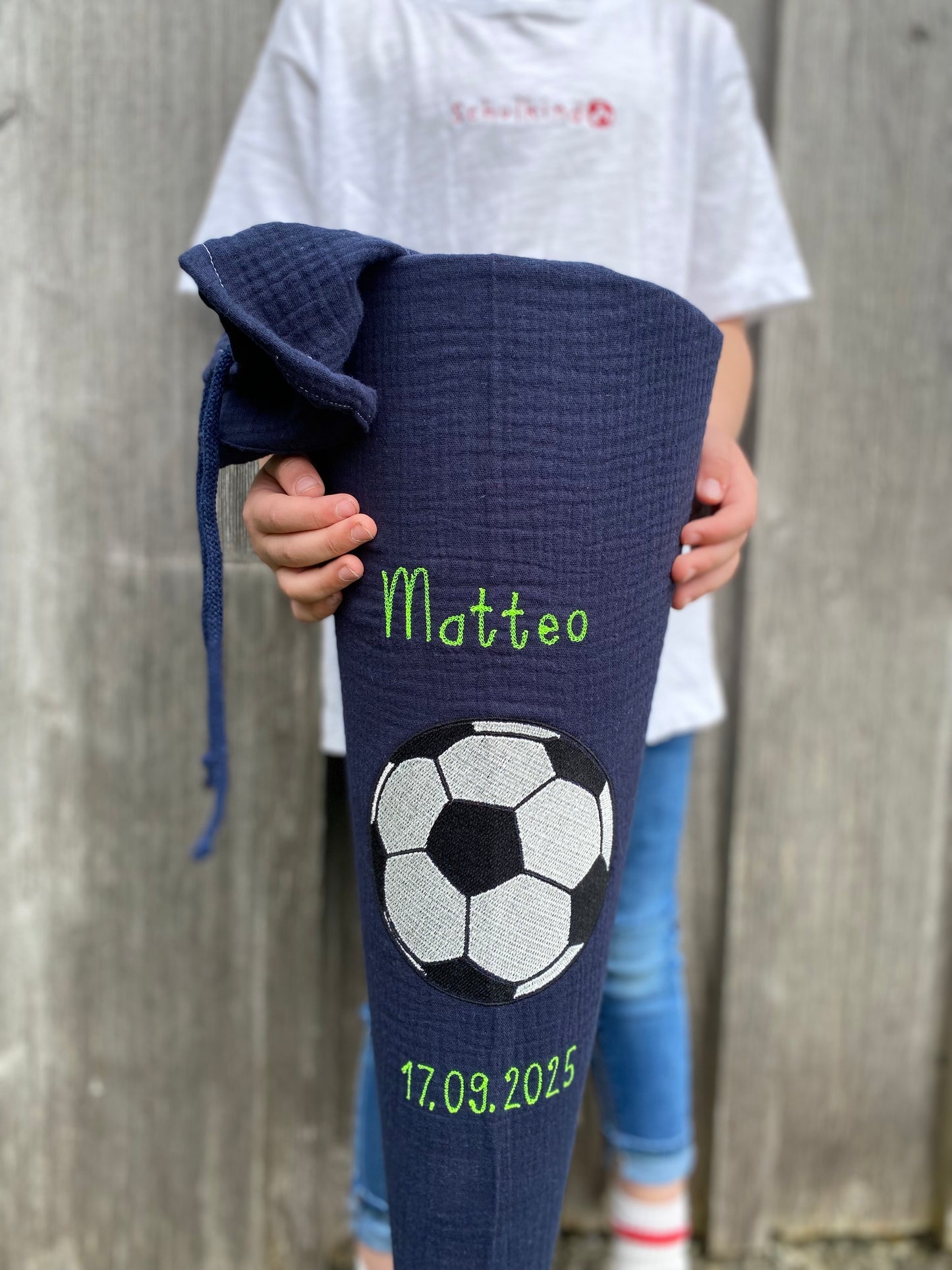 Musselin Schultüte 70 cm | Fußball | Kissen Inlett