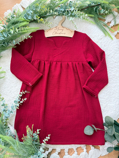 Oversized Kleid | Musselin | Dunkelrot