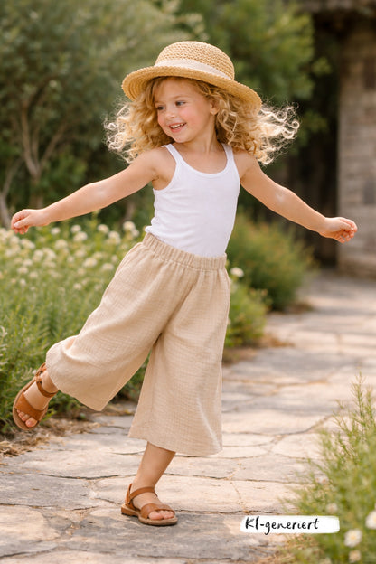 Kinderhose Culotte 7/8 – Weite Sommerhose aus Musselin