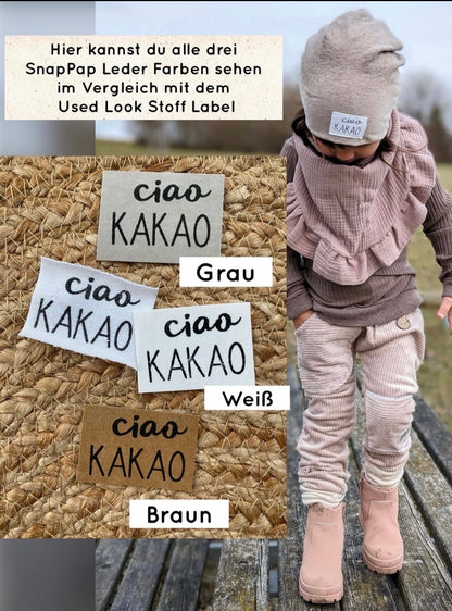 Dein Design | Label Beanie | Used-Look & Leder | Dreieckloop