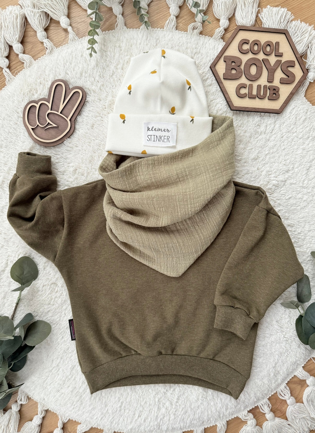 Dein Design | Hipster Beanie Zitrone mit Used-Look & Leder Label