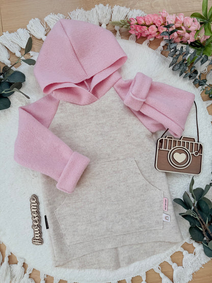Dein Design | Wollwalk Raglan Hoodie | Retro | 100% Schurwolle Schafwolle