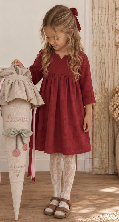 Einschulungskleid aus Musselin – Oversize Schulkind Outfit für Mädchen | Individuell passend zur Schultüte