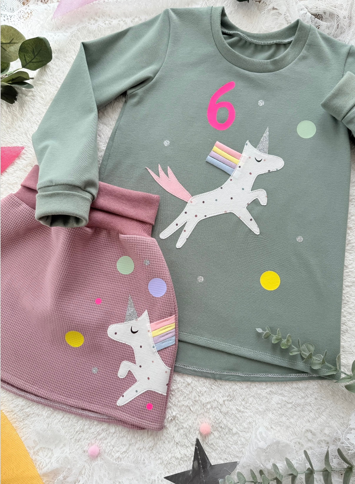 Rock | Skaterrock | 100% Baumwolle Waffelstrick | Einhorn