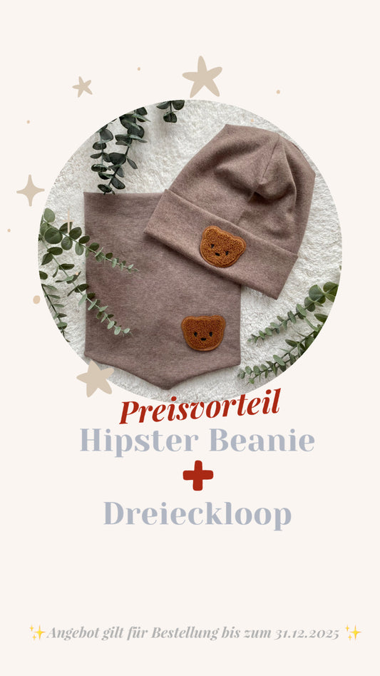 Set Hipster Beanie Bärchen & Dreieckloop