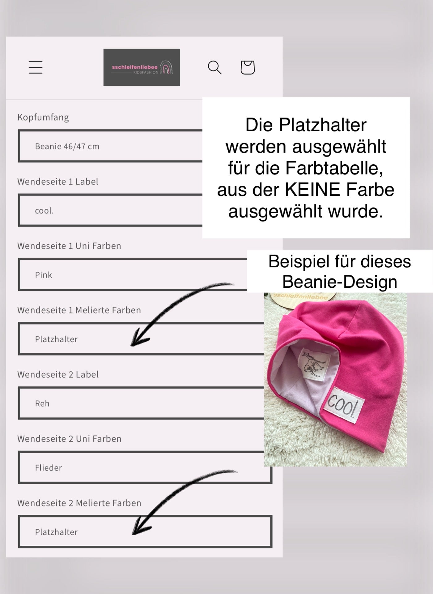 Dein Design | Wendebeanie  | Dreieckloop | Used-Look Label Stoff | Alle Farben