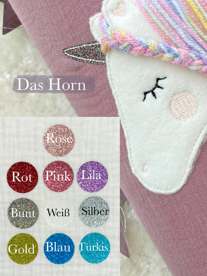 Dein Design Musselin Schultüte 70 cm | Einhorn Regenbogenmähne | Kissen Inlett