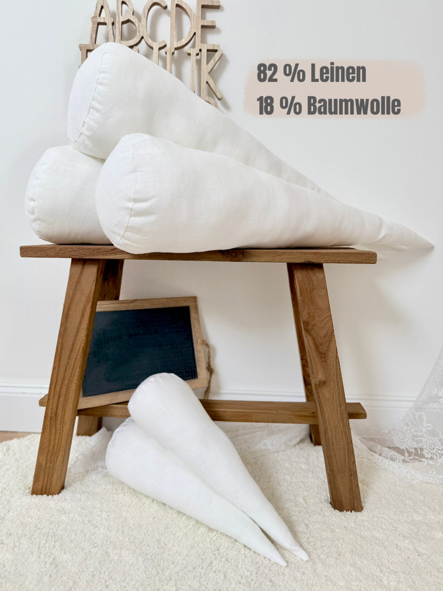 Inlettkissen aus Leinen, Kissen für Schultüten 70 cm, Inlett