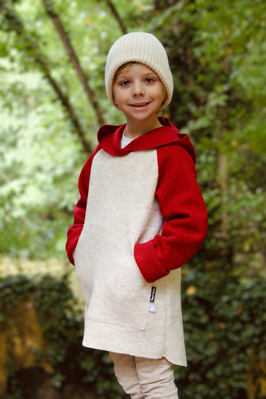 Dein Design | Wollwalk Raglan Hoodie | Retro | 100% Schurwolle Schafwolle