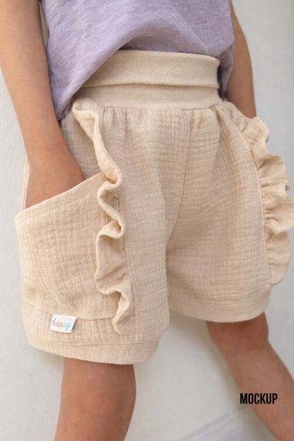 Dein Design | Musselin-Shorts mit Rüsche | Farbwahl