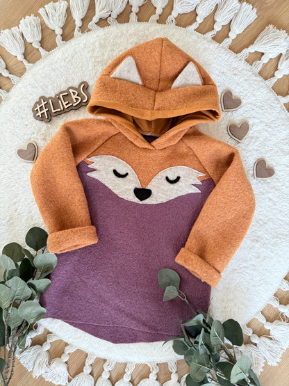 Dein Design | Wollwalk Hoodie | Fuchs | 100% Schurwolle Schafwolle
