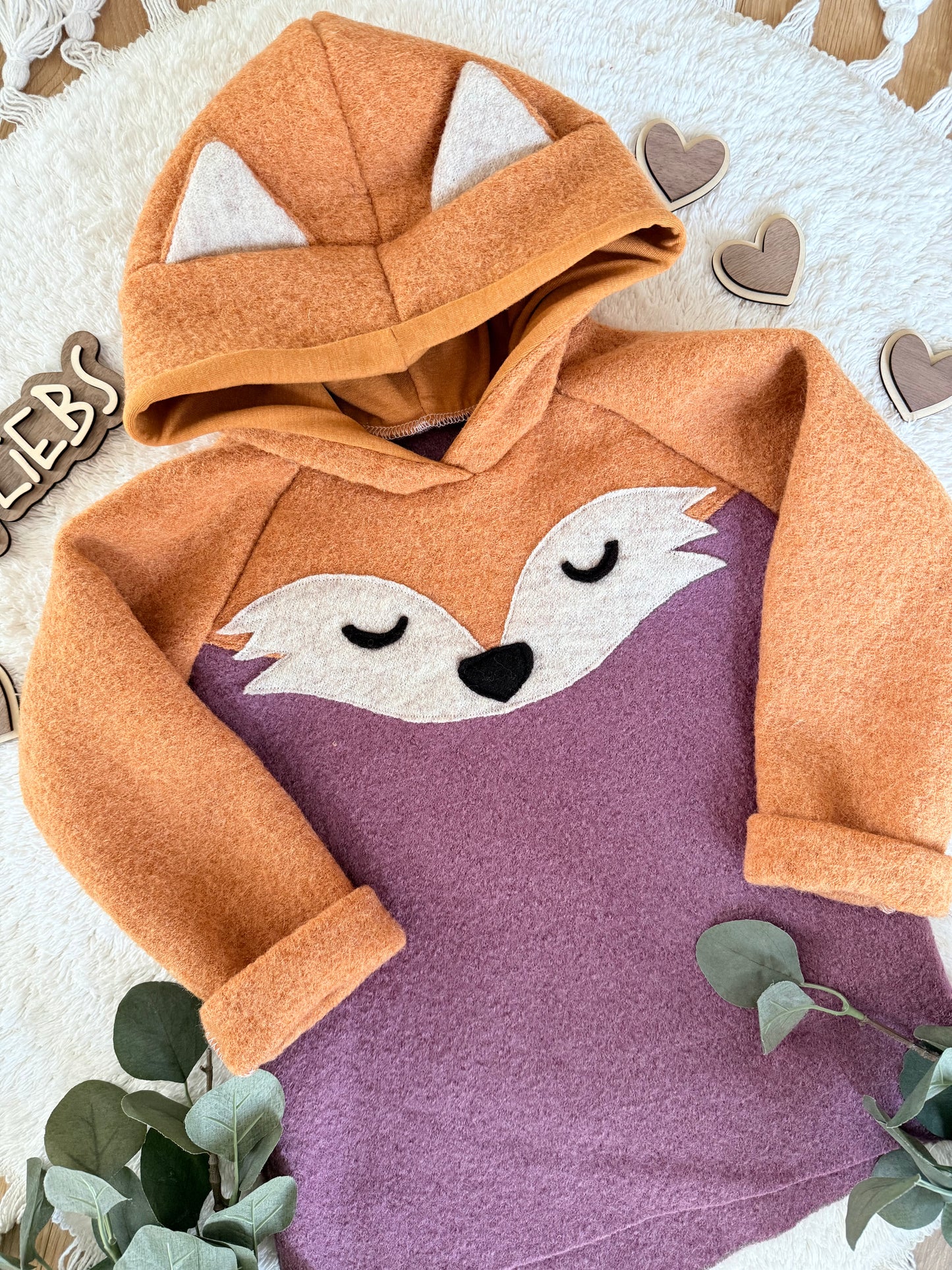 Dein Design | Wollwalk Hoodie | Fuchs | 100% Schurwolle Schafwolle