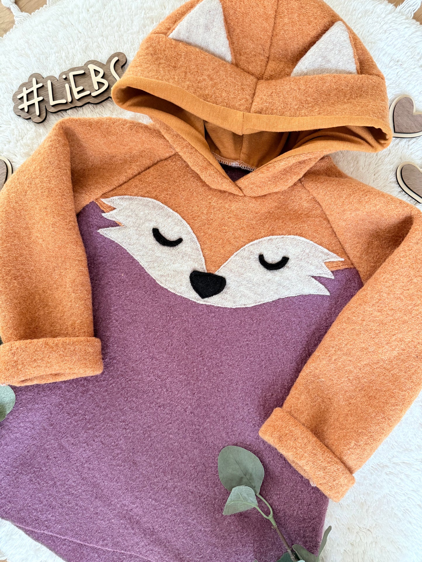 Dein Design | Wollwalk Hoodie | Fuchs | 100% Schurwolle Schafwolle
