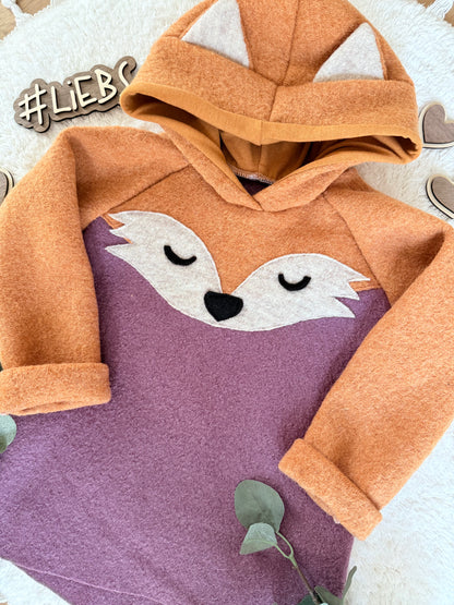 Dein Design | Wollwalk Hoodie | Fuchs | 100% Schurwolle Schafwolle