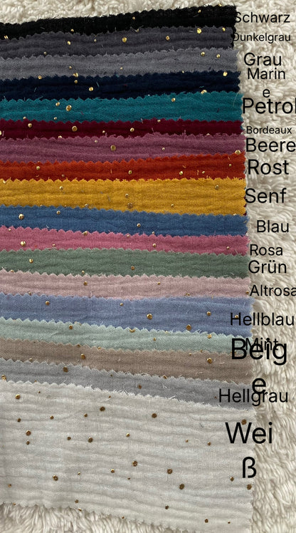 Basic Musselin Schultüte mit goldenen Punkten 70 cm , viele Farben, personalisierbar, Kisseninlett