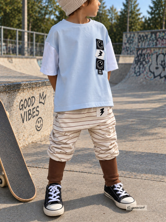 Smiley Oversized T-Shirt, weite Passform Loose Fit für Jungen