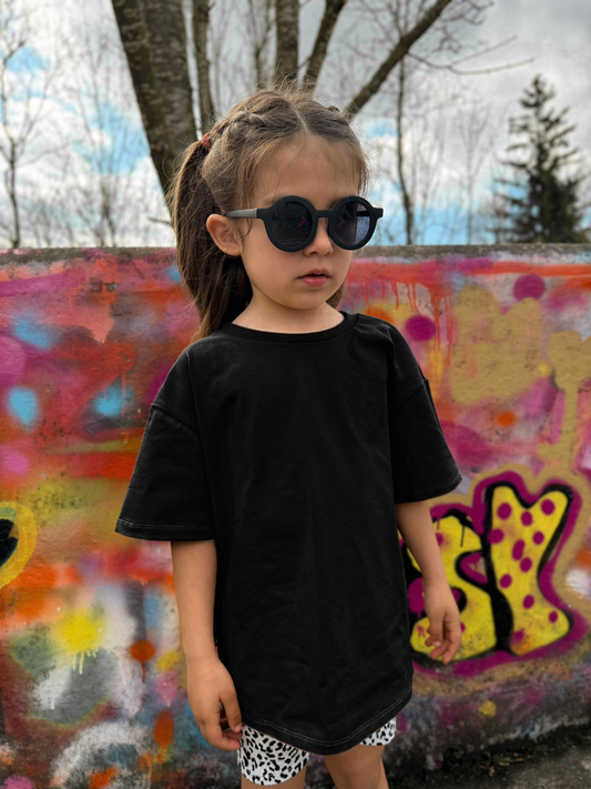 Basic Oversized T-Shirt, weite Passform Loose Fit für Mädchen und Jungen, individuelle Farbwahl