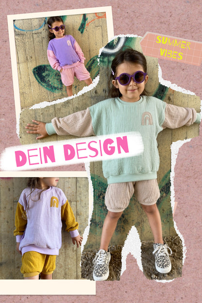 Musselin Oversized Sweater | leichter Pullover für Mädchen und Jungen, individuelle Farbwahl