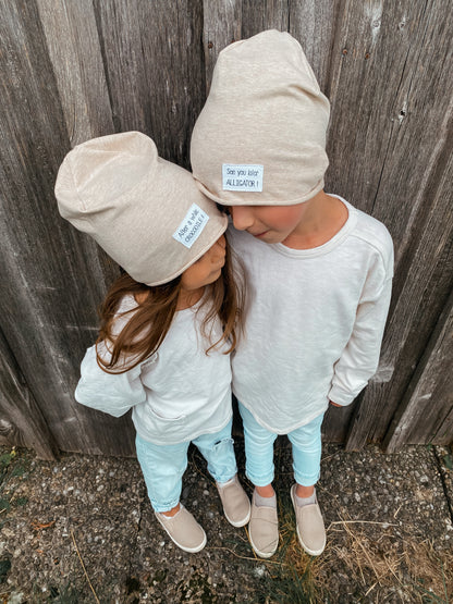Dein Design | Roll-Up Sommer | Used-Look & Leder Label Beanie