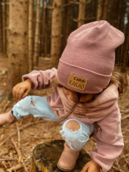 Dein Design | Hipster Beanie |  Used-Look & Leder Label | Dreieckloop | Melierte Farben