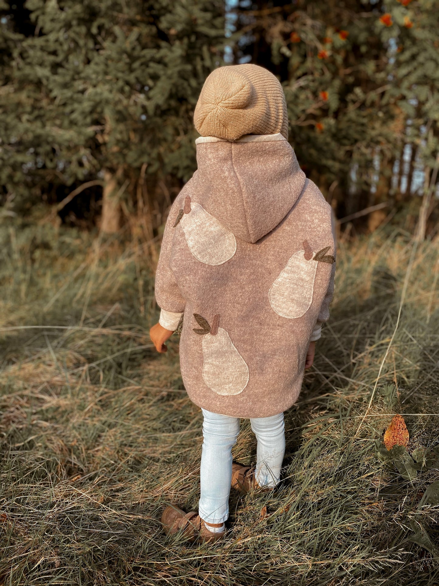 Oversized Walkjacke | Birnen | 100% Schurwolle