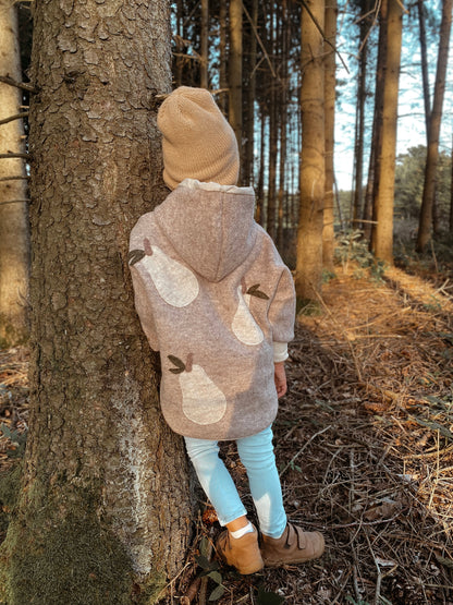 Oversized Walkjacke | Birnen | 100% Schurwolle