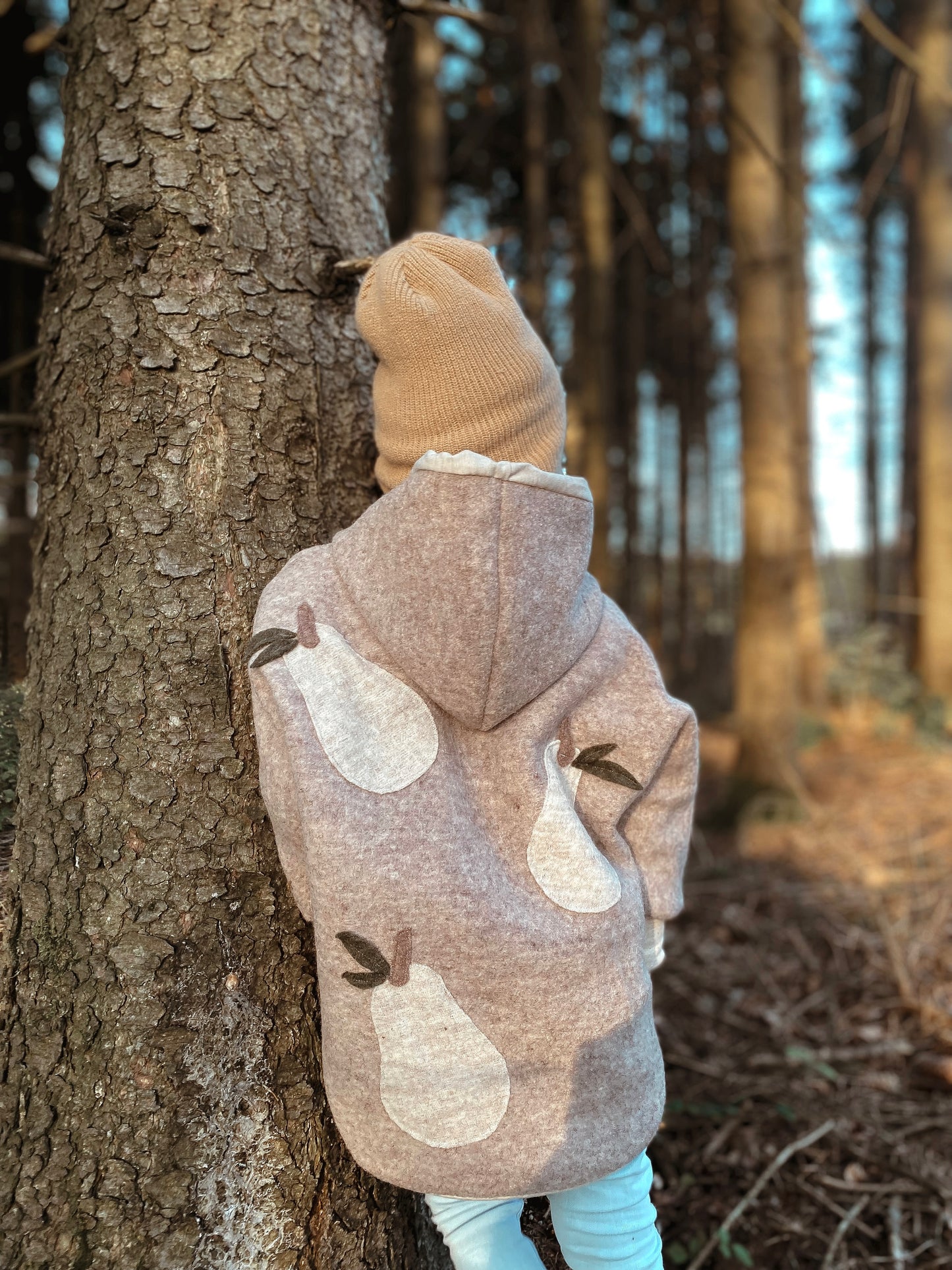 Oversized Walkjacke | Birnen | 100% Schurwolle