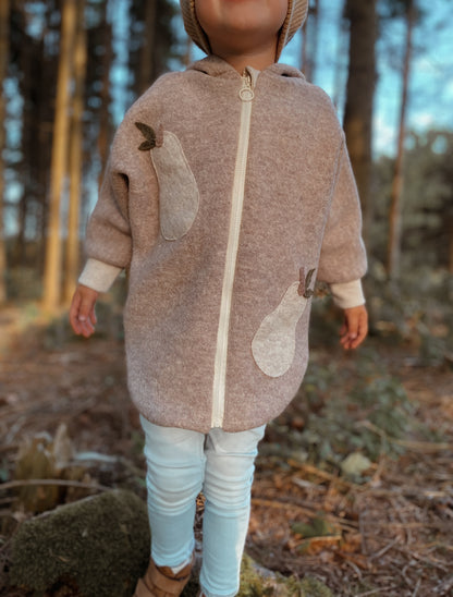 Oversized Walkjacke | Birnen | 100% Schurwolle