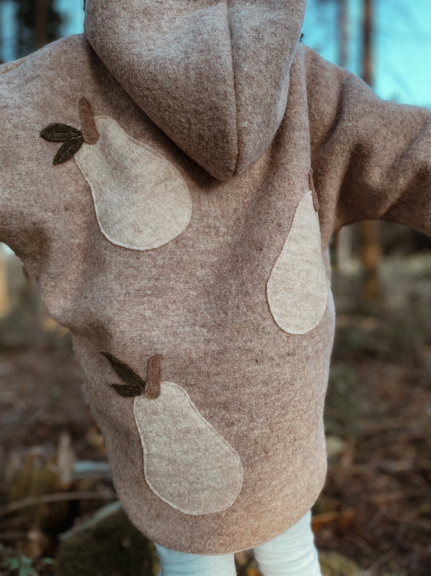 Oversized Walkjacke | Birnen | 100% Schurwolle