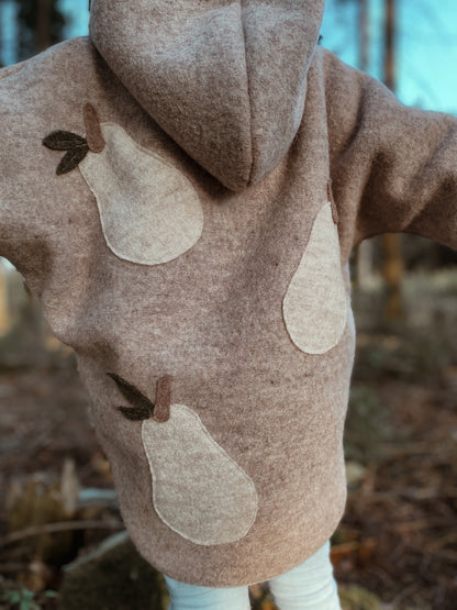 Oversized Walkjacke | Birnen | 100% Schurwolle