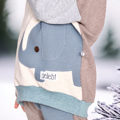 Oversized Sweater | Applikation Elefant | Color Blocking
