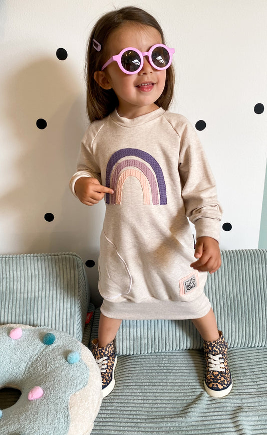 Sweatkleid  | Regenbogen Applikation