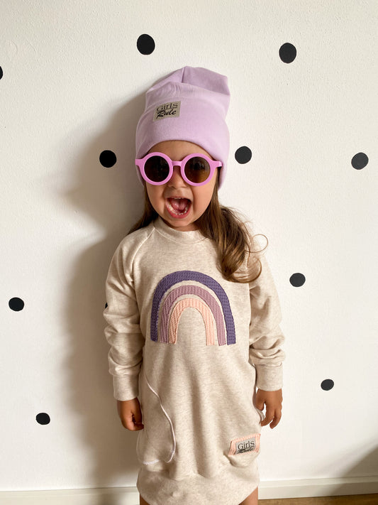 Dein Design | Hipster Beanie | Used-Look & Leder Label | Dreieckloop | Uni Farben